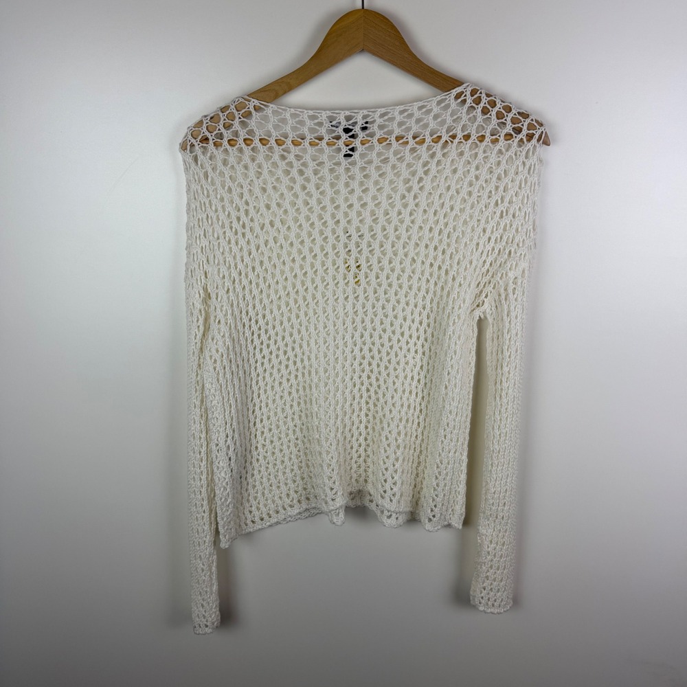 NWT Eileen Fisher Peruvian Organic Cotton Cord Open Knit Bateau Neck Sweater XS - Picture 4 of 13